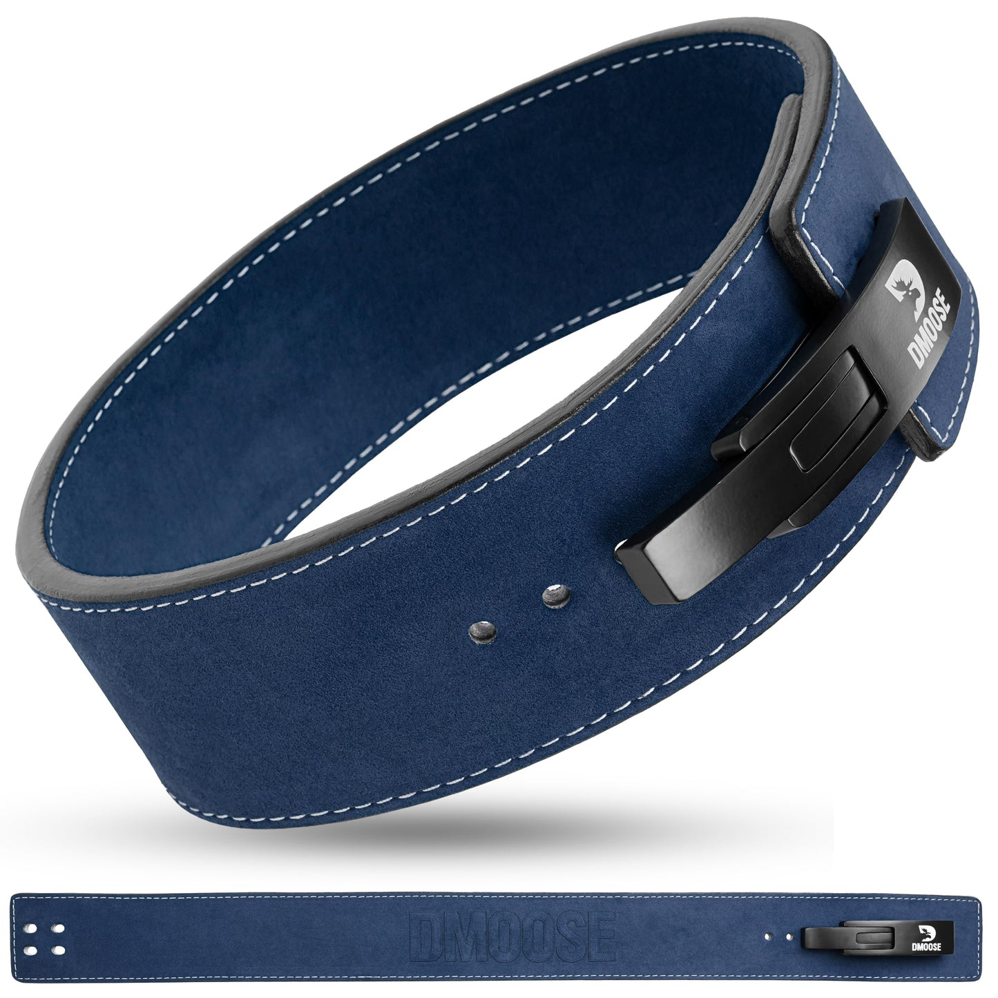 DMoose Fitness Lever Weight Lifting Belt - 10mm Premium Leather & Rust Proof Buckle - Gym Belt for Deadlifts & Powerlifting Men & Women - Includes Carry Bag