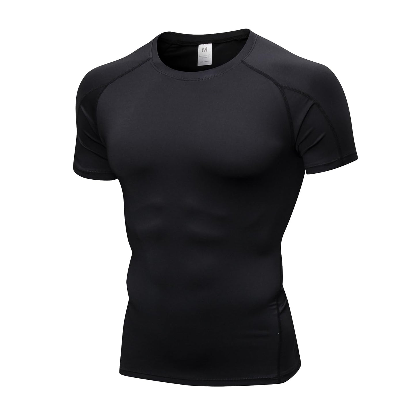 Compression Shirt Men Short Sleeve Football Basketball T Shirts Cool Dry Tight Baselayer Undershirts Top for Workout Athletic Running Gym Black