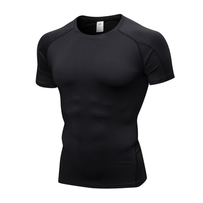 Compression Shirt Men Short Sleeve Football Basketball T Shirts Cool Dry Tight Baselayer Undershirts Top for Workout Athletic Running Gym Black