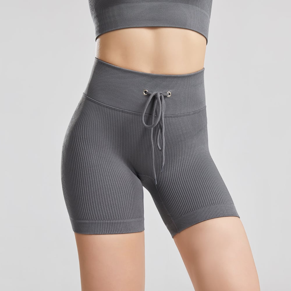 Plus Size Threaded Drawstring Yoga Workout Shorts