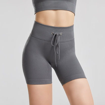 Plus Size Threaded Drawstring Yoga Workout Shorts