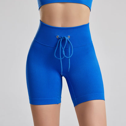 Plus Size Threaded Drawstring Yoga Workout Shorts