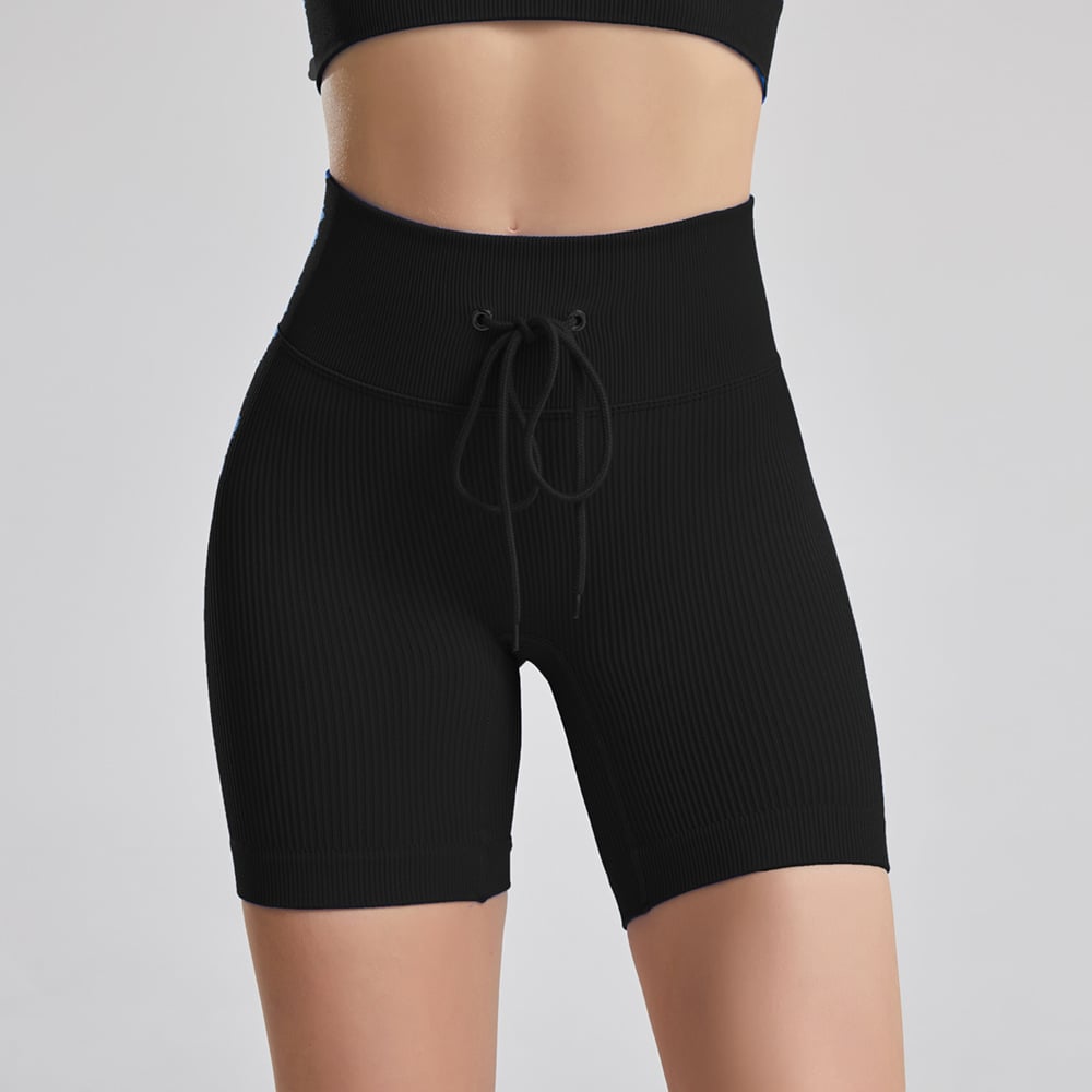 Plus Size Threaded Drawstring Yoga Workout Shorts