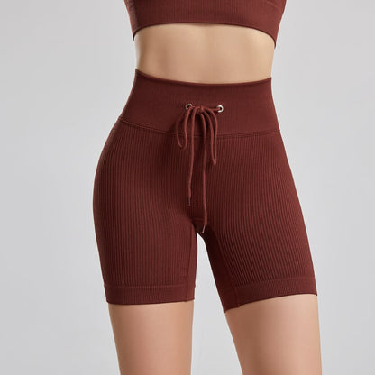 Plus Size Threaded Drawstring Yoga Workout Shorts