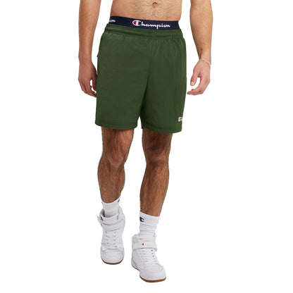 Champion Warm Nylon Gym Men Athletic Shorts 6" Native Fern Green Small Script