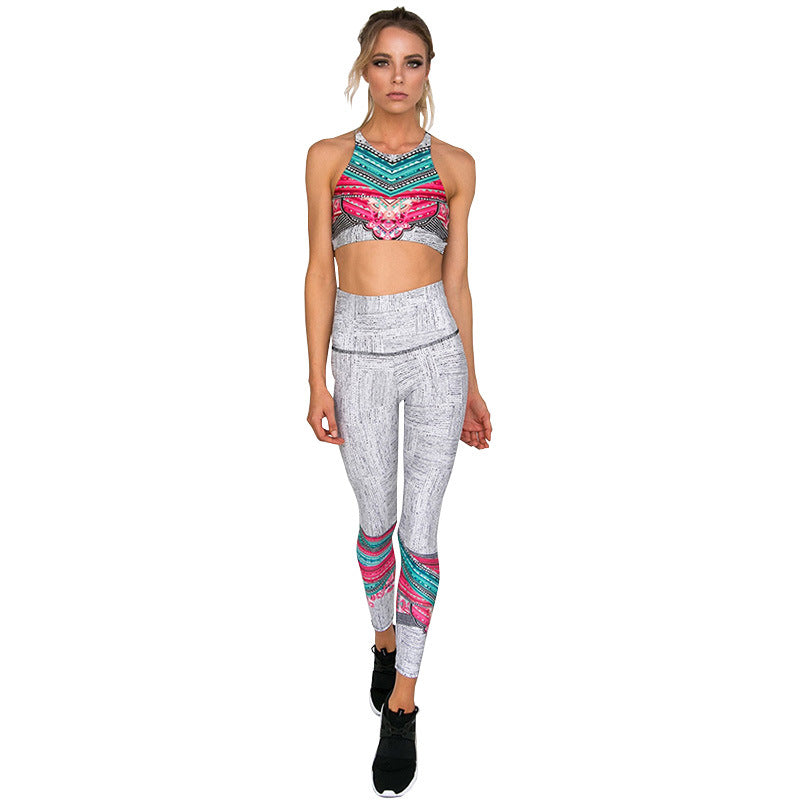 Women's Digital Print Yoga Workout Set