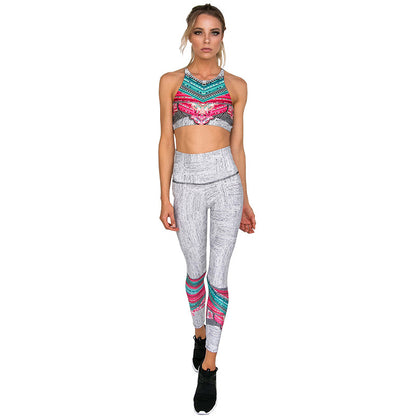 Women's Digital Print Yoga Workout Set