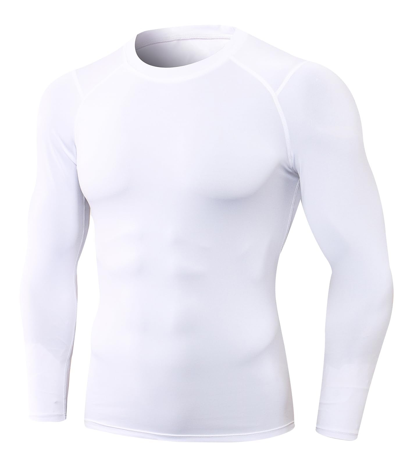 WRAGCFM White Compression Shirt for Men Long Sleeve Athletic Workout Base Layer Top Cool Dry Undershirt Running Gym T Shirts