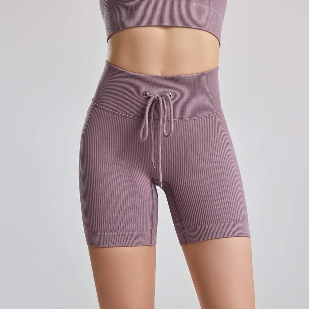 Plus Size Threaded Drawstring Yoga Workout Shorts
