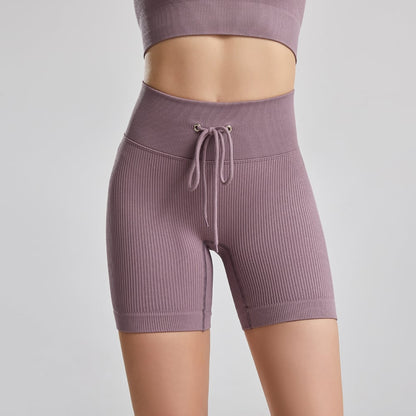 Plus Size Threaded Drawstring Yoga Workout Shorts